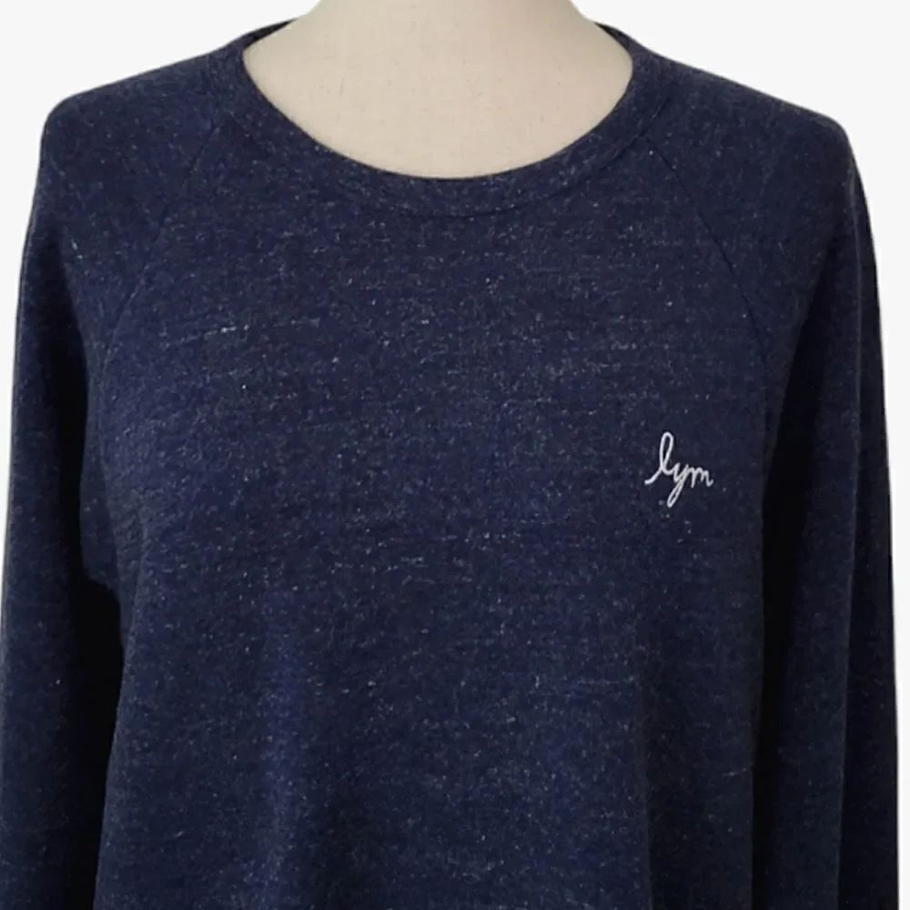 Love Your Melon Heathered Speckled Blue Raglan Sleeve Sweatshirt Size L - Picture 5 of 8
